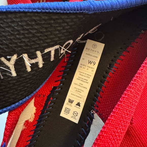 New ROTHY'S Red Knit THE FLAT Stretch BLUE HALO Ballet Flats SLIP-ON SHOES  9 - Picture 5 of 5